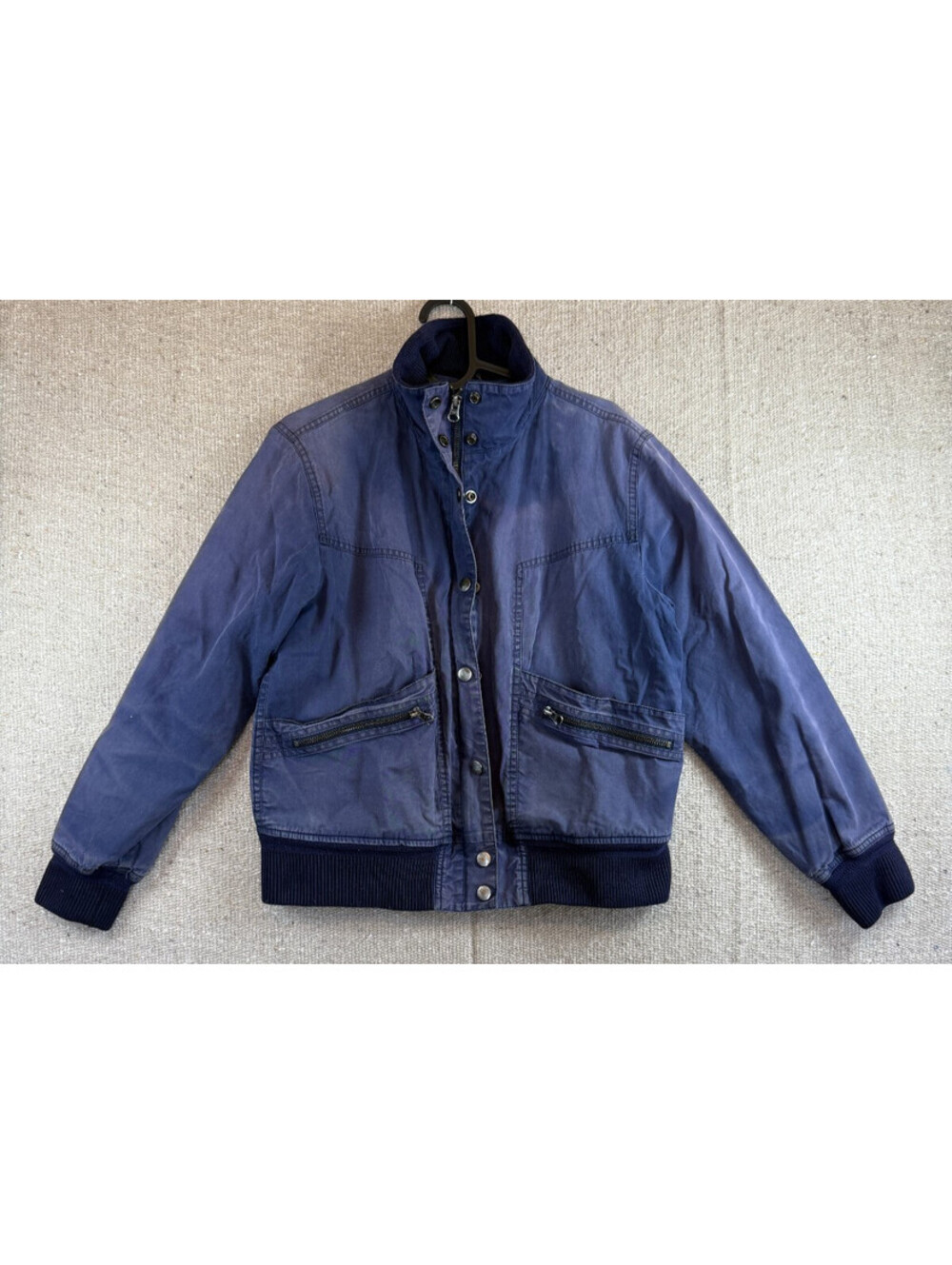 Womens Sz Small J Crew Blue Jacket Military Utility Full Zip Button Distressed